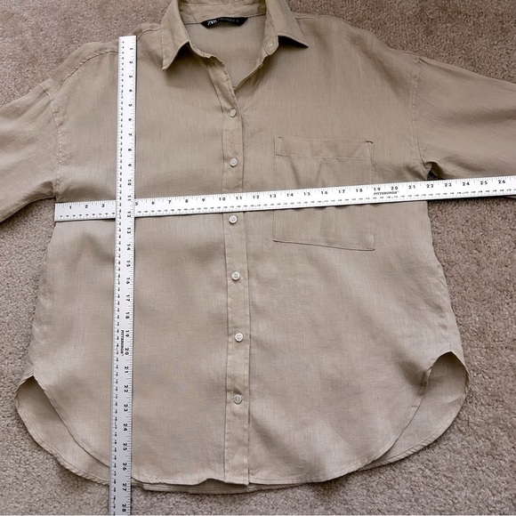 Zara Linen Oversized Button Down Shirt - Picture 6 of 9